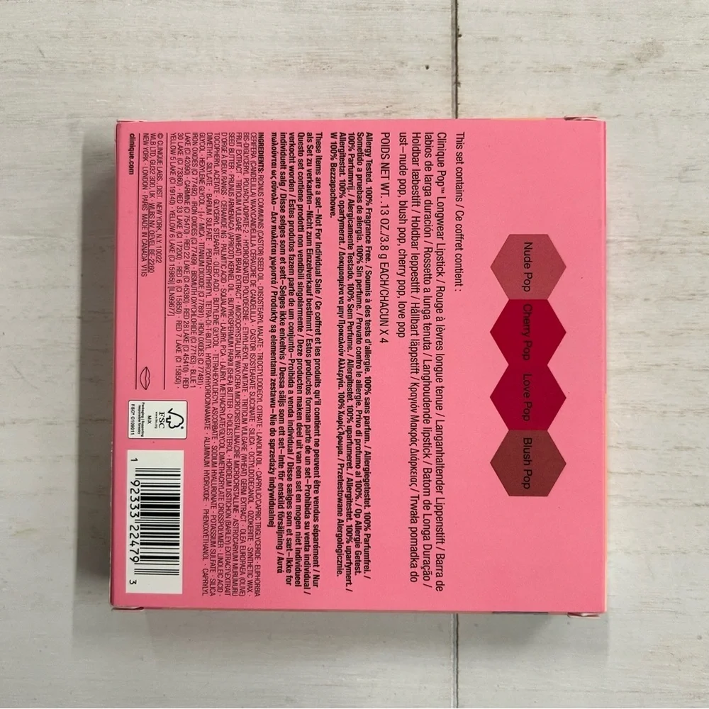NWT Clinique Plenty of Pop Lipstick Gift Set 4 PC Longwear‎ Shine